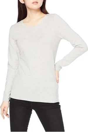 Amazon Damen Langärmeliges T-Shirt mit Rundhalsausschnitt, Klassischer Schnitt (Erhältlich in Übergröße), , S