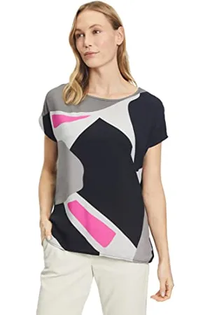 Cartoon Damen Printshirt mit Rundhalsausschnitt /Schwarz,36