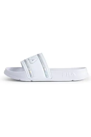 Fila Damen Morro Bay Logo Slipper wmn Slide Sandal, White-Iridescent, 37 EU