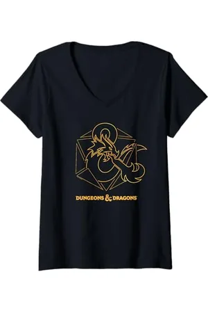 Dungeons & Dragons Damen Gold Ampersand Lines T-Shirt mit V-Ausschnitt