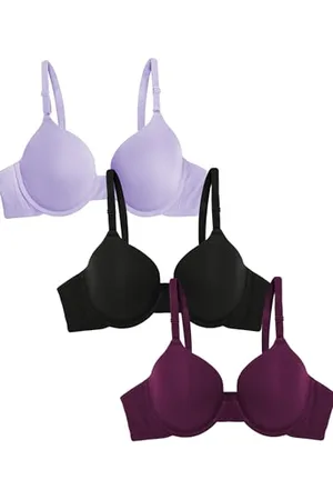 Fruit Of The Loom Damen Smooth Cotton Bra-Ultra-Soft, Flexible, and Invisible Under Tees T-Shirt-BH, Undurchsichtige, , 85C (3er Pack)