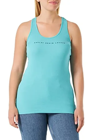 Replay Damen Tank Top Lang, (Blau), XL