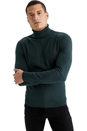 DeFacto Herren Strick Pullover Langarm Rundhalsausschnitt Sweater - Slim fit Pulli für Herren Oberteile ,XXL