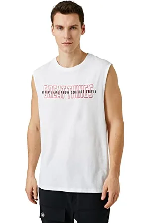 Koton Men Slogan Printed Tank Top Crew Neck Sleeveless