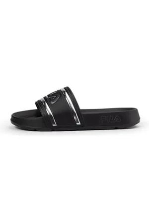 Fila Damen Morro Bay Logo Slipper wmn Slide Sandal, Black-Silver, 39 EU