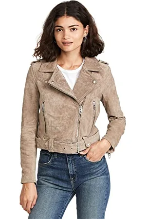 BLANK NYC Damen Sand Stoner Luxuri se Kleidung Bauchfreies Wildleder Motorrad Jacke, , M EU