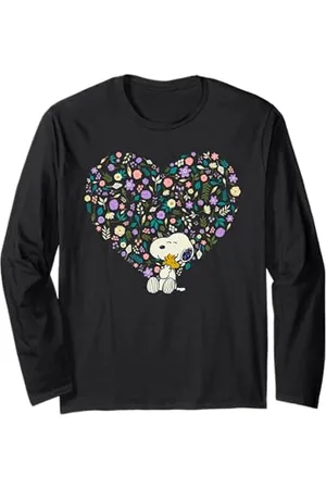 Peanuts Snoopy & Woodstock Umarmung Blumenherz Langarmshirt