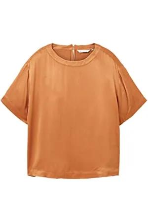 TOM TAILOR Damen 1036700 Basic Satin Bluse, 31650-Terracotta Brown, 32