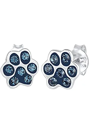 Elli Ohrringe Damen Pfoten Stecker Hund Katze mit Kristalle in 925 Sterling Silber