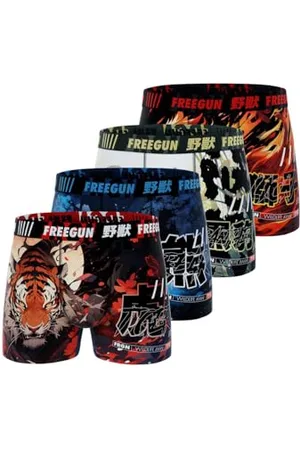 Freegun Kinder Boxer Japanimals, Atmungsaktiv, Dehnbar und Weich Jungen Unterhose (3er Pack), Größe 12/14 Jahre