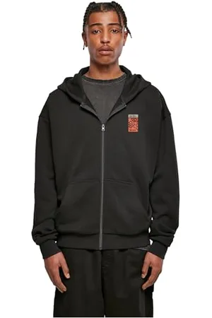 Mister Tee Unisex MT2427-Puffer Peace Heavy Oversize Zip Hoody T-Shirt, Black, 5XL