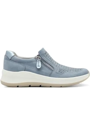 Jana Damen Sneaker flach mit Reißverschluss Vegan, Blau , 40 EU