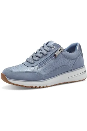 Marco Tozzi Damen Sneaker flach mit Reißverschluss Freizeit, Blau , 36 EU