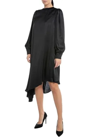 Replay Damen Kleid Langarm aus Satin, (Schwarz), S