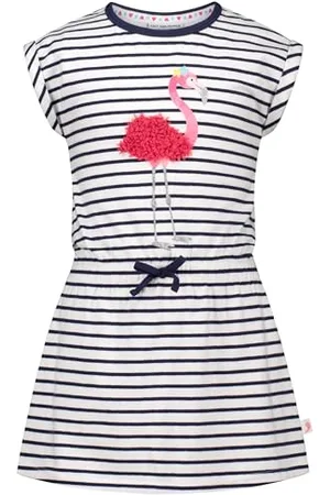Salt & Pepper BY KIDS PARK Mädchen gestreiftes Kleid mit Flamingo Print Chiffon Appli.