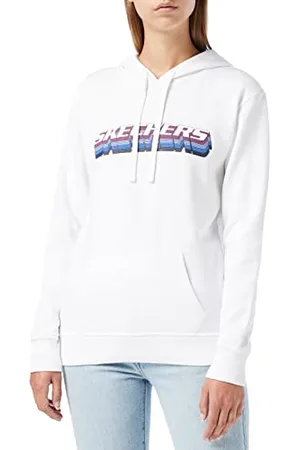 Skechers Damen Stacked Po Hoodie Kapuzenpullover, White, XXL