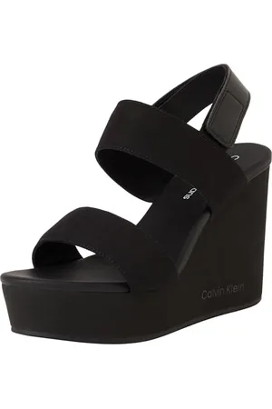 Calvin Klein Damen Wedge Webbing IN YW0YW01790 Sandalen mit Keilabsatz, Black (Triple Black), 39 EU