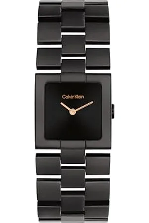 Calvin Klein Zwei-Zeiger-Quarzwerk-Uhr für Damen Kollektion CK Meridian mit Rechteckigem Gehäuse und Edelstahlarmband