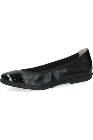 Caprice Damen Ballerinas aus Leder mit Lack, Schwarz , 36 EU