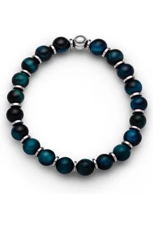 DUR Armband mit blauem Tigerauge, Hämatit und 925er Sterling-Silber – Hochwertiges Design mit Natursteinen, Maße: 6 mm x 160 mm, A1608.16