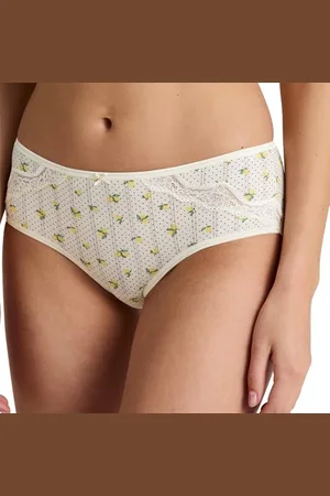 Calida Toujours Print Panty Damen, Regular Cut, feiner Nadelzug, natürlicher Glanz, mit Spitze