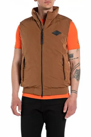 Replay Herren Weste mit Stehkragen, (Beige), XS