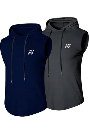 MEETWEE Herren Tank Top, Sportshirt mit Kapuze Ärmelloses Muskelshirts Fitness Sleeveless Shirt Atmungsaktiv Laufshirt Achselshirts Hoodie für Gym Running Training