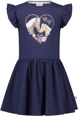 Salt & Pepper BY KIDS PARK Mädchen Kleid mit Pferde Glitterprint mit Strasssteinchen