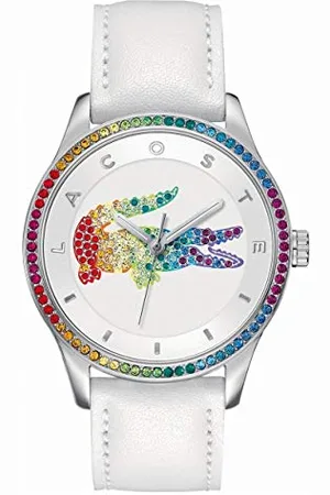 Lacoste Analog Quarzuhr für Damen Kollektion Victoria mit Weisses Lederarmband - 2000822