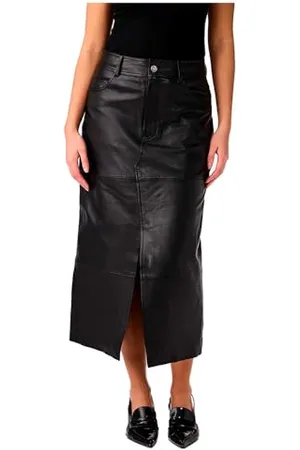 Y.A.S Y.A.S Damen mina HMW Leather Long Skirt NOOS Lederrock, Black, 44