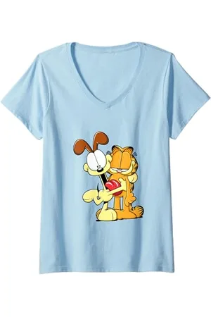 Garfield Damen Odie Umarmt T-Shirt mit V-Ausschnitt