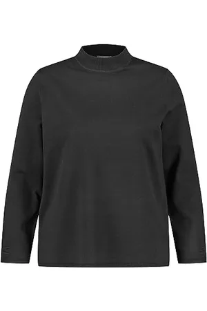 Samoon Damen Pullover mit Turtleneck Langarm unifarben Black 54