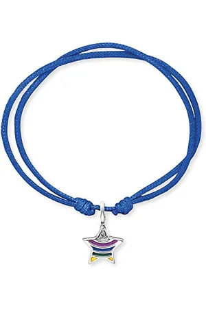 HERZENGEL Mädchen Kinder Armband aus blauem Nylon und einem Regenbogen Stern Anhänger aus bunter Emaille - Ösenverschluss - längenverstellbar - nickelfrei