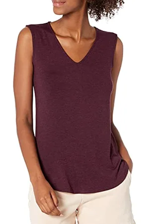 Amazon Damen Tank-Top aus Jersey mit V-Ausschnitt, Reguläre Passform (Früher Daily Ritual), , M