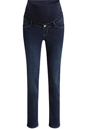 ESPRIT Maternity Damen Pants Denim OTB Straight Umstandsjeans, Blau (Darkwash 910), One Size/L32 (Herstellergröße: 34/32)