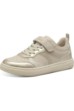 QS by s.Oliver Mädchen Sneaker flach mit Klettverschluss Bequem, Gold , 37 EU