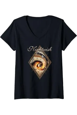 Nightwish Damen Yesterwynde (Albumcover + Logo) T-Shirt mit V-Ausschnitt