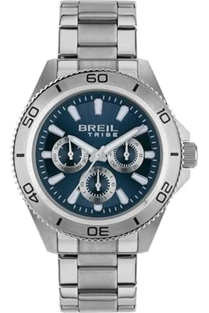 Breil Herren Armbanduhr Chronograph CHALLANGE Gent Bracelet Multifunction, mit silberfarbenem Edelstahlarmband satiniert, grünes Ziffernblatt, 5 Bar, Gehäusedurchmesser: 42 mm, EW0711