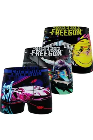 Freegun Kinder Boxer Glitch, Atmungsaktiv, Dehnbar und Weich Jungen Boxershorts (3er Pack), Größe 12/14 Jahre