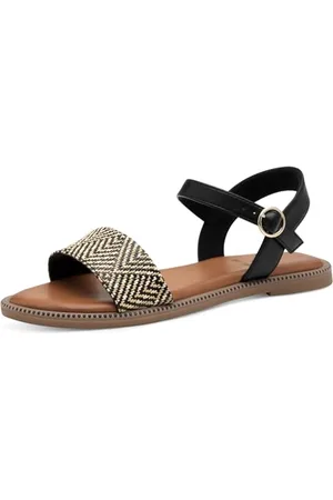 QS by s.Oliver Damen Sandalen flach mit verstellbarem Riemchen Vegan, (Black), 41 EU