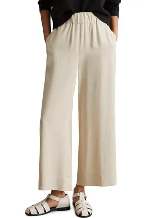Marc O’ Polo Marc OߴPolo Denim Damen Culottehose mit elastischem Bund knöchellang, Beige (Smokey Sands), M