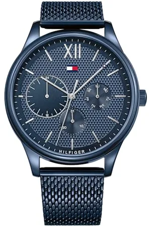 Tommy Hilfiger Multi Zifferblatt Quarz Uhr für Herren mit Blaues Edelstahl-Mesh-Gliederarmband - 1791421