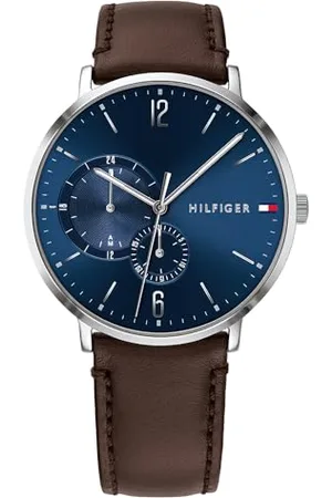 Tommy Hilfiger Multi Zifferblatt Quarz Uhr für Herren mit Dunkel-Braunes Lederarmband - 1791508