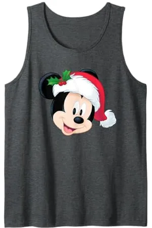 Disney Mickey Mouse in Santa Hat Holiday T-Shirt Tank Top