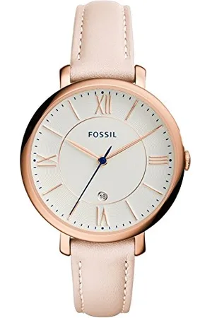 Fossil Damenuhr Jacqueline, Quarzwerk, 36mm Rose Gold Edelstahlgehäuse mit Lederarmband, ES3988
