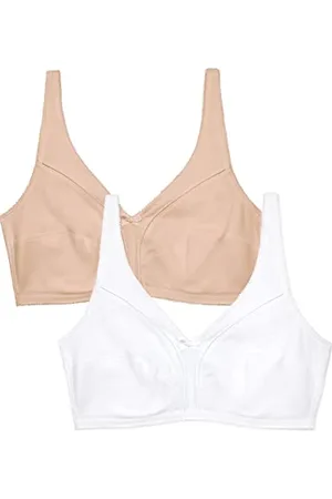 Fruit Of The Loom Damen Seamed Soft Cup Wirefree Cotton Bra BH mit voller Abdeckung, Undurchsichtige, , 90C (2er Pack)
