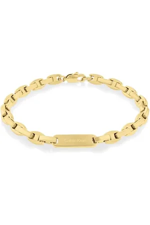 Calvin Klein Gliederarmband für Herren Kollektion BOLD METALS aus Gelbgold mit einer Gravierten Plakette - 35000412
