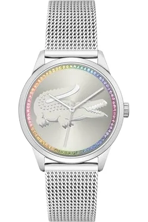 Lacoste Analog Quarzuhr für Damen Kollektion LADYCROC mit Silbernes Edelstahl-Mesh-Gliederarmband - 2001259