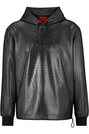 HUGO BOSS Herren Descolar Hoodie aus Stretch-Gewebe im Folienprint-Design Schwarz XL