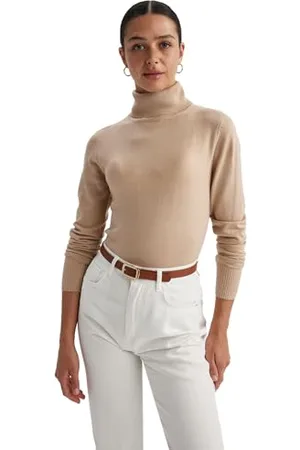 DeFacto Pullover Damen Langarm Blusen & Tuniken - Pullover Damen Winter Sweater Regular Fit Turtle Neck